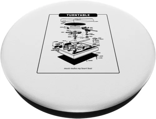 Miniatura 2 de Turntable - Music Makes My Heart Beat (Retro Graphic) PopSockets Adhesive PopGrip