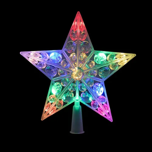 Miniatura 12 de Alpine Corporation Decoración de árbol de estrella de 8 pulgadas con 5 puntos con 31 luces LED blancas frías, decoración navideña