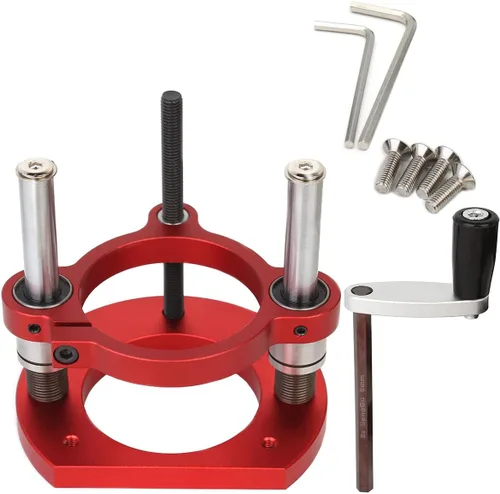 Miniatura 7 de Elevador de enrutador ajustable para máquina de recorte universal de 65 mm de diámetro, base de enrutador de aluminio debajo de la mesa para base