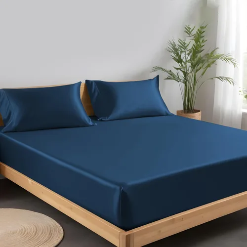 Miniatura 10 de LINENWALAS Tencel Lyocell Sábana bajera solo con ajuste seguro y cómodo en todo el contorno elástico de 16 pulgadas de profundidad, ropa de cama