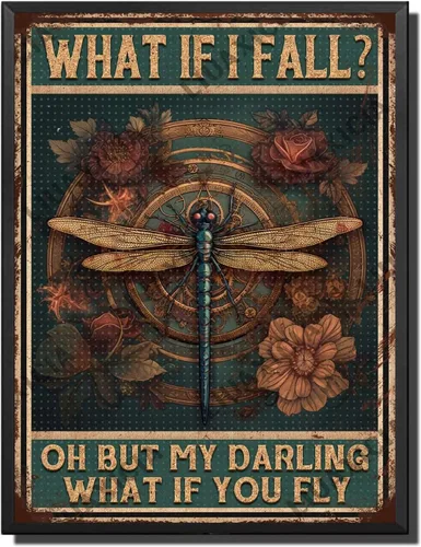 Miniatura 24 de LIUAXICIA Letreros divertidos de metal con texto en inglés «Into The Forest I go to Lose My Mind and Free My Soul Dragonfly», decoración de pared