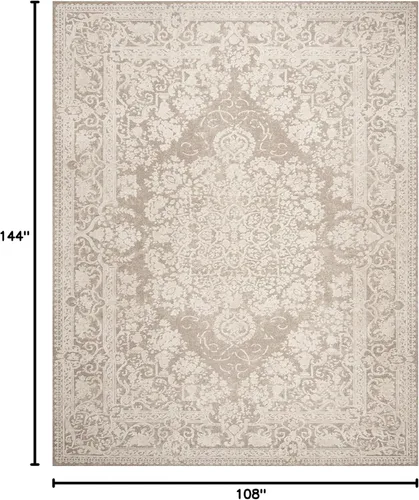Miniatura 2 de SAFAVIEH Alfombra de área de 9x12 pies - Colección Reflection - Grande - Beige y crema, no desprende pelusa y es fácil de limpiar, ideal para sala