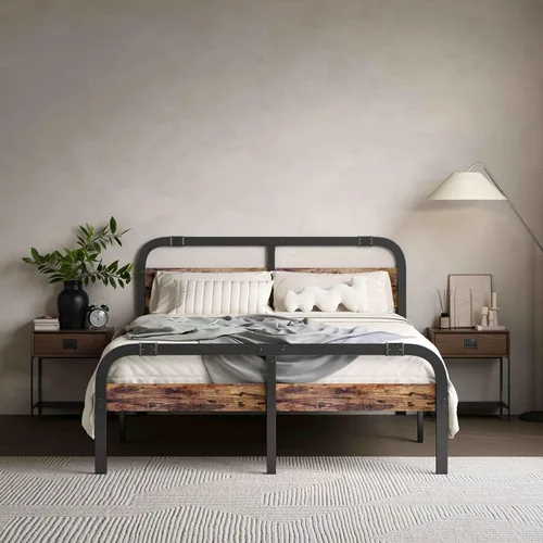 Miniatura 9 de ZIYOO Base de cama Queen de 14 pulgadas con cabecero, marco de cama de plataforma resistente, no necesita somier, sin ruido, espacio