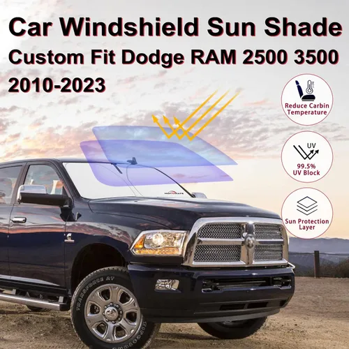 Miniatura 3 de Parasol para parabrisas de automóvil – Motomate personalizado para Dodge Ram 2500 3500 2010-2023 [4 capas de nanorrecubrimiento] visera plegable