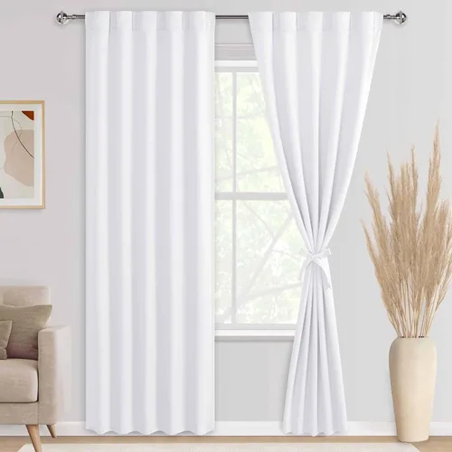 Miniatura 59 de DWCN Cortinas opacas con pestaña trasera para ventana - Cortinas opacas con bolsillo para barra para oscurecer la habitación para dormitorio/sala
