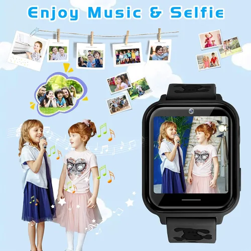 Miniatura 5 de OKYUK Reloj inteligente para niños, reproductor de MP3, reloj de música, teléfono con alarma de cámara, cámara SOS, llamada de 2 vías, reloj