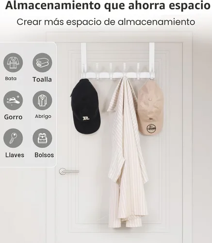Miniatura 5 de Optish Ganchos sobre la puerta, ganchos para colgar en la puerta, toalleros sobre la puerta para baño, perchero de puerta para toallas, ganchos