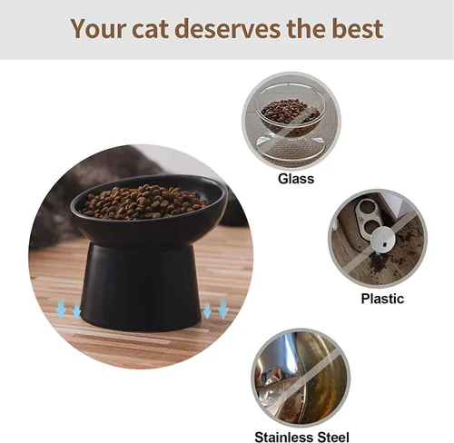 Miniatura 4 de Pequeños cuencos elevados de cerámica para gatos, cuencos elevados inclinados para alimentos o agua, sin estrés, prevención de reflujo, aptos