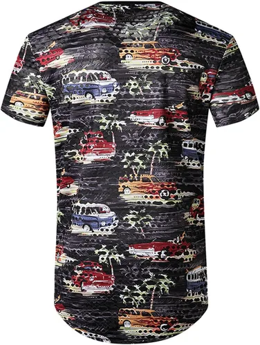 Miniatura 4 de Men's Novelty T-Shirts Patchwork Short Sleeve Pullover Lightweight Slim Fit Funny Hoodies Tops Color Block Blouse