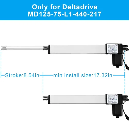 Miniatura 2 de Fromann Limoss 452371 Modelo MD125-75-L1-440-217 para sillas elevadoras reclinables eléctricas reemplazo del actuador del motor