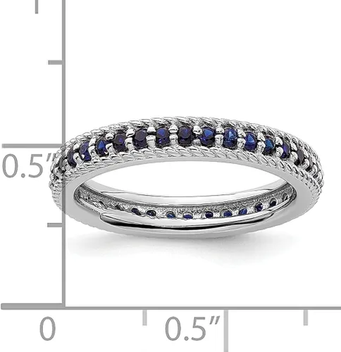 Miniatura 4 de 925 Sterling Silver Created Sapphire Eternity Band Ring Stone Birthstone September Gemstone Stackable Fine Jewelry For Women Gifts For Her