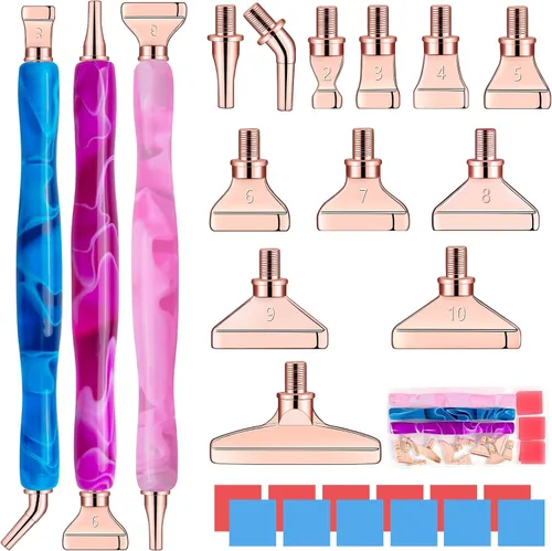 Miniatura 12 de Sttargxing Kit de 27 bolígrafos de pintura de diamante, 12 puntas de acero inoxidable con 12 arcilla, accesorios de pintura de diamante 5D, repuesto