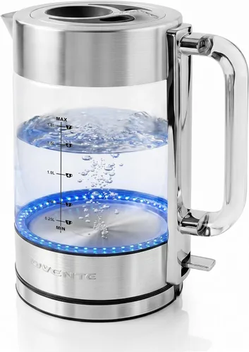 Miniatura 12 de OVENTE Hervidor eléctrico con vidrio de borosilicato de 1.7 L, hervidor de agua instantáneo de 1500 W y calentador para café o té, libre de BPA