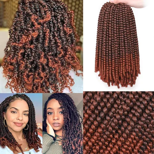 Miniatura 27 de Xtrend - Cabello trenzado de ganchillo con rizos de resorte, color rojo cobrizo, 12 pulgadas, para rizos de mariposa de imitación, extensiones