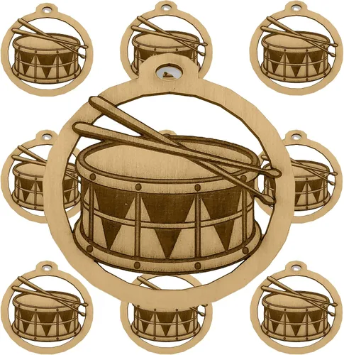 Miniatura 5 de Adorno de bombo, regalos únicos de batería de banda de marcha: instrumentos con temática musical decoraciones de árbol y adornos de línea de batería