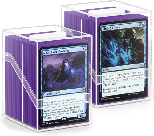 Miniatura 15 de YSCare Paquete de 2 Cajas para Mazos de Cartas, Estuche para Mazo y 200 Fundas para Tarjetas con Divisores, Caja de Almacenamiento Commander Negro