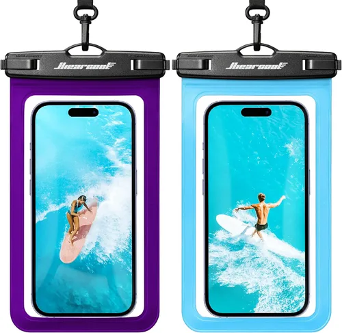 Miniatura 19 de Hiearcool Bolsa impermeable para teléfono, funda impermeable para teléfono con cordón cruzado compatible con iPhone 17, 16, 15, 14, 13 Pro Max de 2