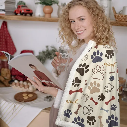 Miniatura 62 de Autumn Teddy Dog Patchwork Sherpa Blanket Fall Cozy Throw Blanket Cute Puppy Quilt Style Warm Soft Blanket for Couch Sofa Bedroom Decor 50x60 Inches