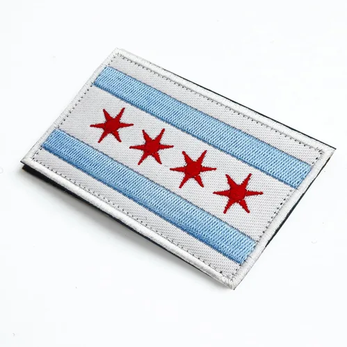 Miniatura 3 de stidsds Paquete de 2 parches de bandera estadounidense de Chicago de Estados Unidos, parches bordados, banderas de Estados Unidos, parche táctico