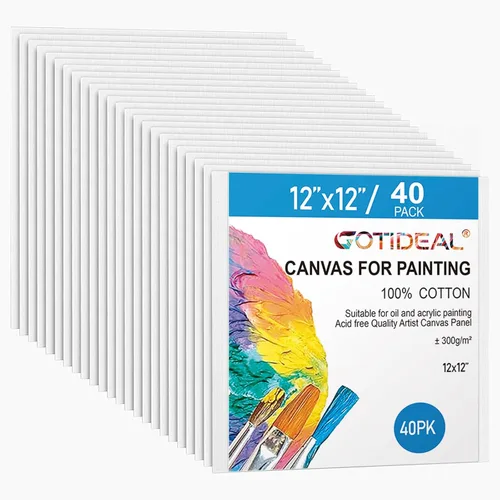 Miniatura 12 de GOTIDEAL Lienzos a granel para pintura, 5 x 7 pulgadas, paquete económico de 40 unidades, tableros de lienzo blanco imprimado con gesso – 100%