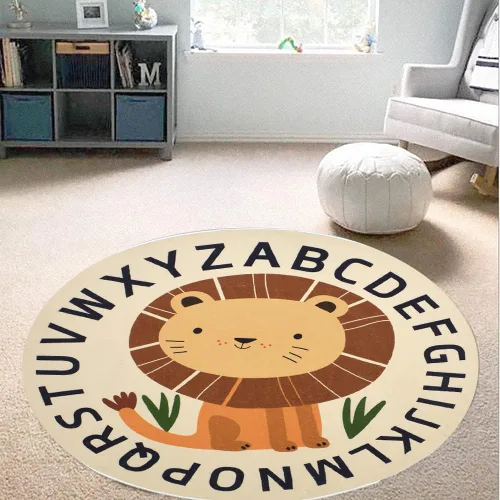 Miniatura 4 de Poowe Blue Fantasy - Alfombra circular esponjosa, lavable, alfombra para habitación de niños, antideslizante, para interiores, entrada, 31.5