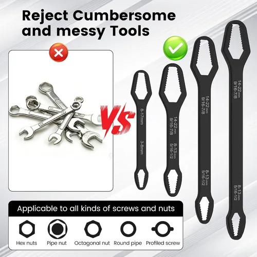 Miniatura 4 de Juego de llaves Torx universales de 4 piezas, kit de llaves ajustables de doble cabezal, herramienta manual profesional multifunción, llave pequeña