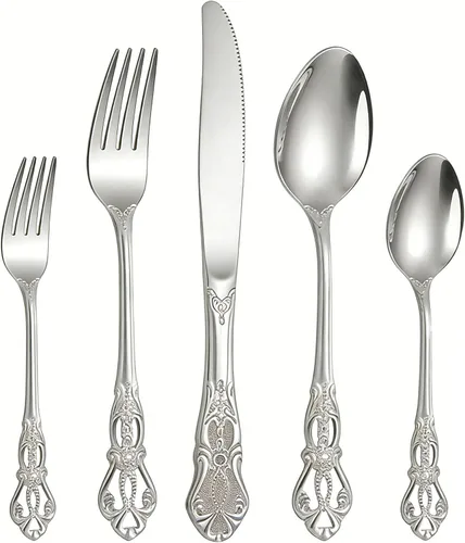 Miniatura 10 de flatware set, modern royal gold stainless Steel silverware set for Wedding and Festival, service for 4, daily use cutlery set utensil set