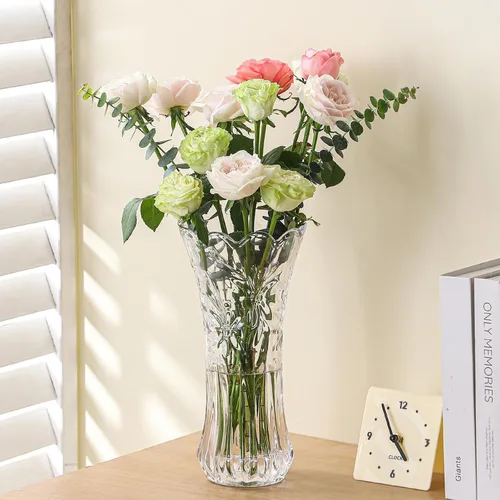 Miniatura 6 de Jarrón de cristal de 12 pulgadas para flores con caja de regalo de lujo, elegantes jarrones transparentes altos para el día de la madre, boda