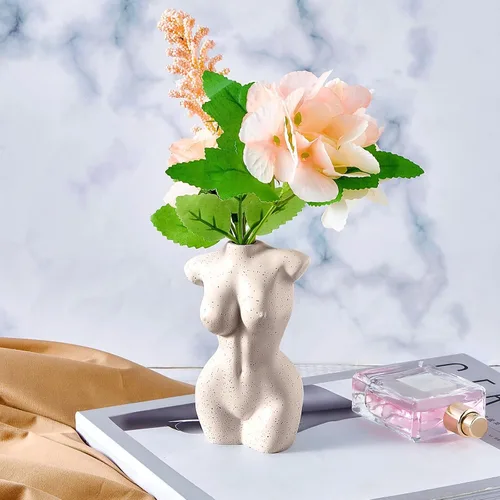 Miniatura 4 de Jarrón de cuerpo moderno y elegante, florero de forma femenina, blanco, bohemio, decoración feminista y oficina
