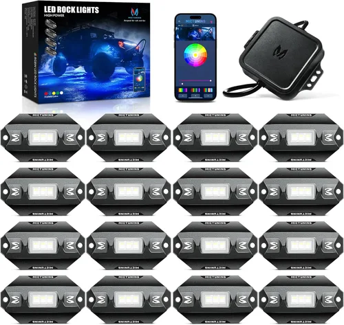 Miniatura 10 de MICTUNING C1 4 Pods RGBW LED Rock Lights – Kit de luces de neón subterráneas multicolor con controlador Bluetooth, modo de música