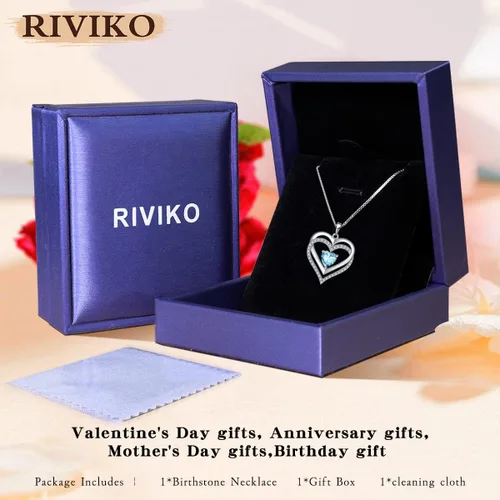 Miniatura 29 de RIVIKO Collar con símbolo de corazón infinito para mujer, plata de ley 925, delicado colgante de corazón para el día de San Valentín, día