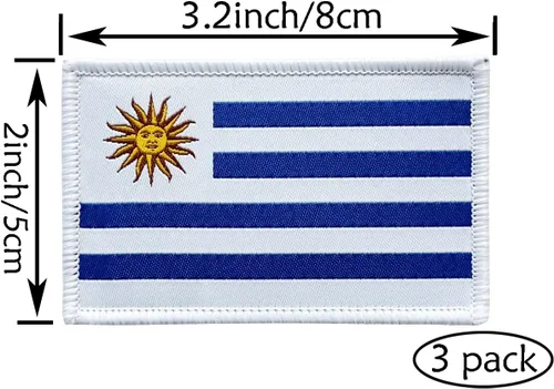 Miniatura 4 de 3 parches de bandera uruguaya de Uruguay de 2 x 3 pulgadas, lazo de gancho bordado táctico para brazaletes de bandera de país para mochila