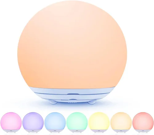 Luz nocturna para niños, luces LED recargables por USB, lámpara de mesa con regulable, luz cálida, 7 colores, control táctil, temporizador de 0.5/1