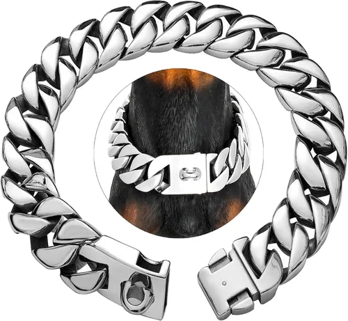 Miniatura 10 de txprodogchains Collar de cadena de perro grande con hebilla, fuerte y resistente, de 32 mm de grosor, collar de eslabones cubanos de acero