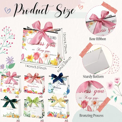Miniatura 3 de Chuangdi 36 bolsas de regalo con versículos de la Biblia, bolsas de papel cristianas religiosas con cinta de lazo, regalo inspirador para la primera