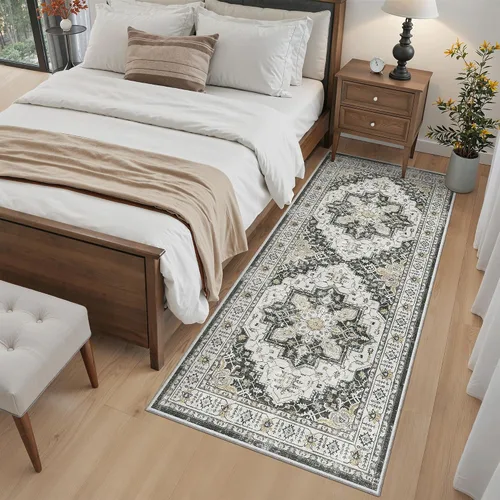 Miniatura 392 de Madane Tapete lavable de 2 x 10 pies para pasillo, cocina, recibidor, clásico, suave, antideslizante para interiores, casa de campo, baño, sala