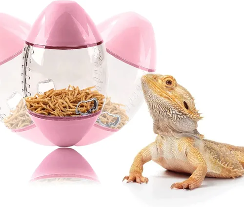 Miniatura 5 de ALI2 Lizard & Gecko - Juguetes de enriquecimiento interactivos con forma de rugby para dragones barbudos, lagartos y animales pequeños Rosado