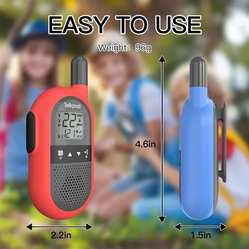 Miniatura 6 de Talkpod F40 Walkie Talkies 2 unidades para niños, adultos, radio FRS de mano de 2 vías con batería de iones de litio 22CH Walkie Talkie familiar