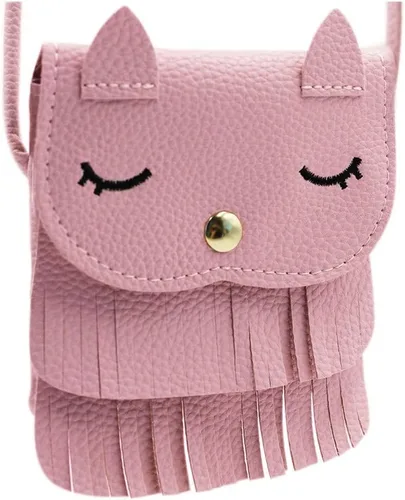 ZGMYC Bolso de hombro con borla de gato, monedero pequeño, bolso cruzado para niños y niñas