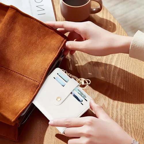 Miniatura 8 de Airkit Billeteras pequeñas para mujer, con bloqueo RFID, de cuero, con ventana de identificación, carteras para tarjetas para mujer, con monedero