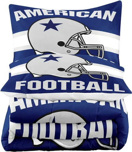Miniatura 4 de LUVIVIHOME Juego de edredón de fútbol de 2 piezas, juego de edredón individual para niños, ropa de cama gris y azul marino, decoración de dormitorio