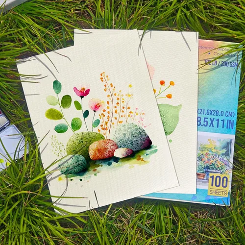 Miniatura 6 de KOVIEDE 100 hojas de papel de acuarela de 8.5 x 11 pulgadas, 102 libras/230 GSM, papel de práctica de prensa en frío para estudiantes