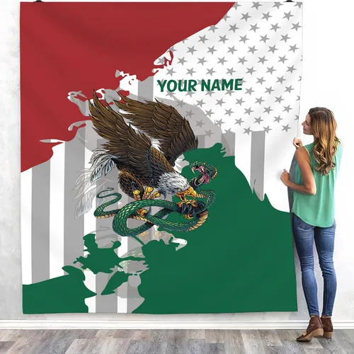 Miniatura 19 de Manta de México con nombre personalizado para hombres y mujeres, manta de bandera personalizable, regalo divertido, felpa mullida, suave microforro