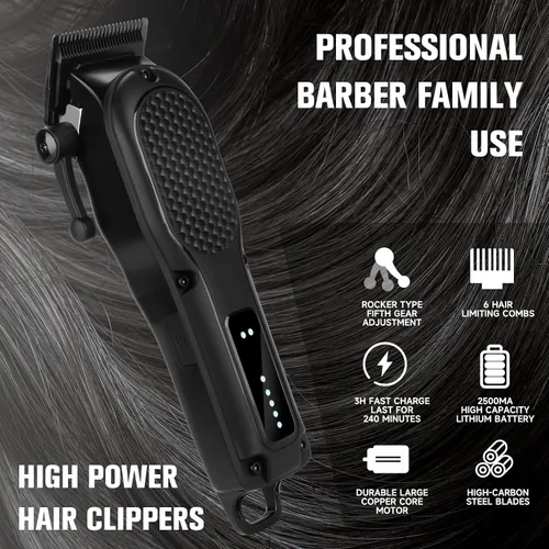 Miniatura 2 de Cortador de pelo para hombres, cortapelos profesional inalámbrico recargable, potente, recortador de barba, herramienta de corte de pelo y aseo
