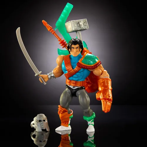 Miniatura 5 de Masters of the Universe Origins Tortugas de Grayskull Casey Jones Figura de acción de juguete, 16 articulaciones, armadura y armas, cruce entre TMNT