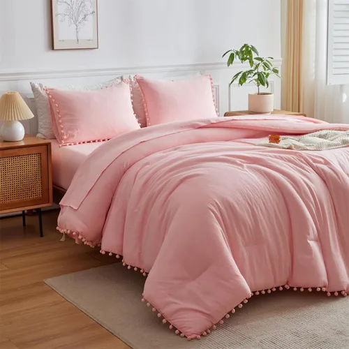 Miniatura 2 de IHOUSTRIY Juego de edredón rosa para niños, tamaño individual, cama en una bolsa, tamaño individual, 5 piezas para adolescentes y niñas