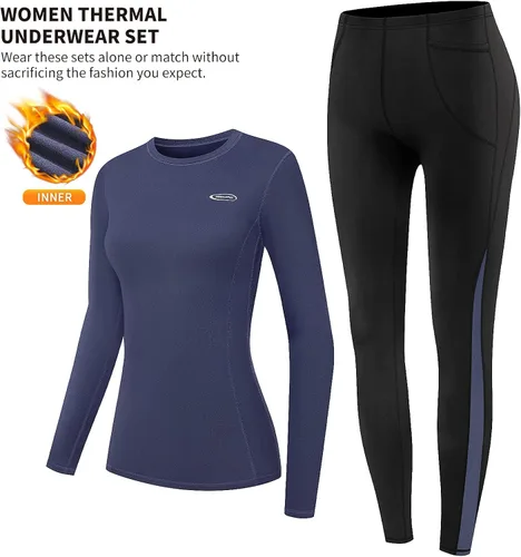 Miniatura 3 de HiZiTi Ropa interior térmica para mujer conjunto de pantalones largos con forro polar de capa base