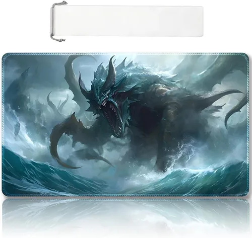 Miniatura 34 de Tapete de Juego MTG Premium Cosido con Zonas y Respaldo de Goma Antideslizante - Tapete de Juego TCG para MTG y Otros Juegos de Cartas - Diseño Dkt