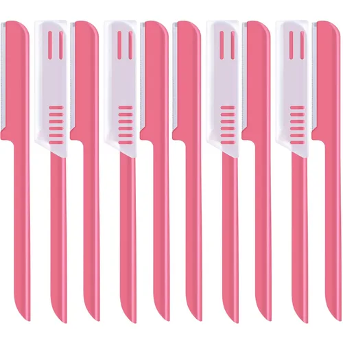 Miniatura 9 de 10 piezas de maquinilla de afeitar de cejas para mujer, afeitadora facial, moldeador de cejas, herramienta de modelado con cubierta (negro)