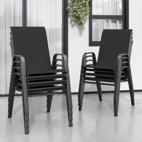 Miniatura 21 de Sillas de patio, sillas de comedor apilables para todo tipo de clima, tela de textileno y marco de metal, juego de sillas para exteriores para patio